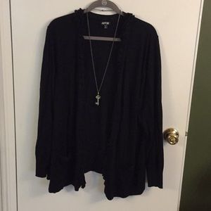 Black Ruffle-Trimmed Cardigan